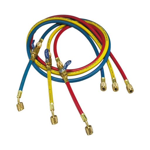 25985 Yellow Jacket Plus II 1/4″ 60'' Hose With Flexflow Valve 3 pack