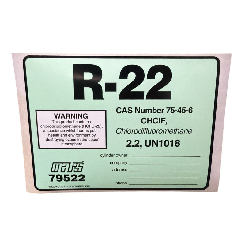 Color Coded Refrigerant ID Labels R-22 (10 pk) HVAC Sticker