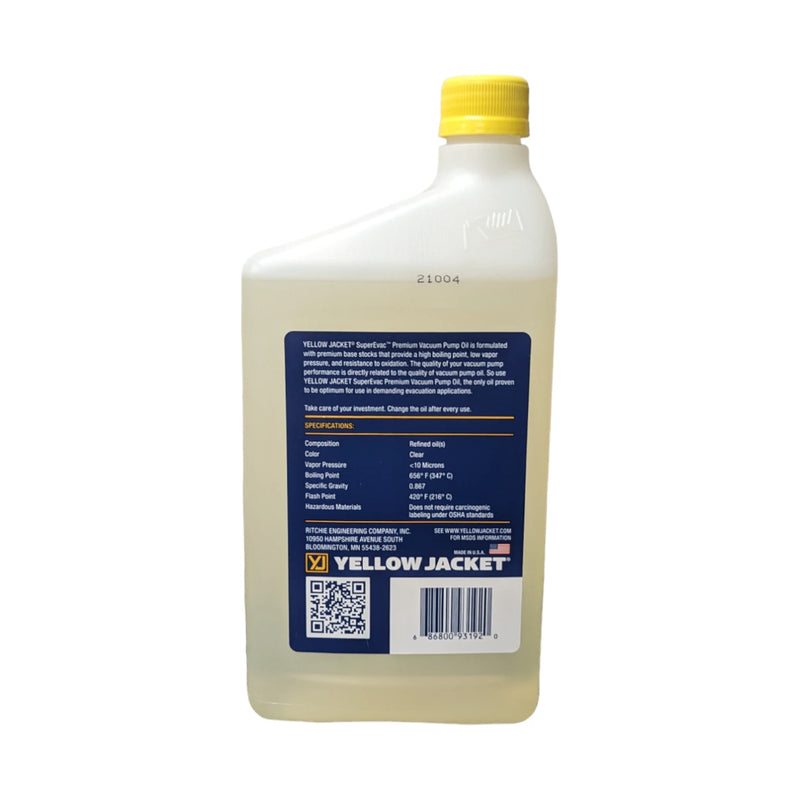 93192 Yellow Jacket SuperEvac Premium Vacuum Pump Oil 1 Qt