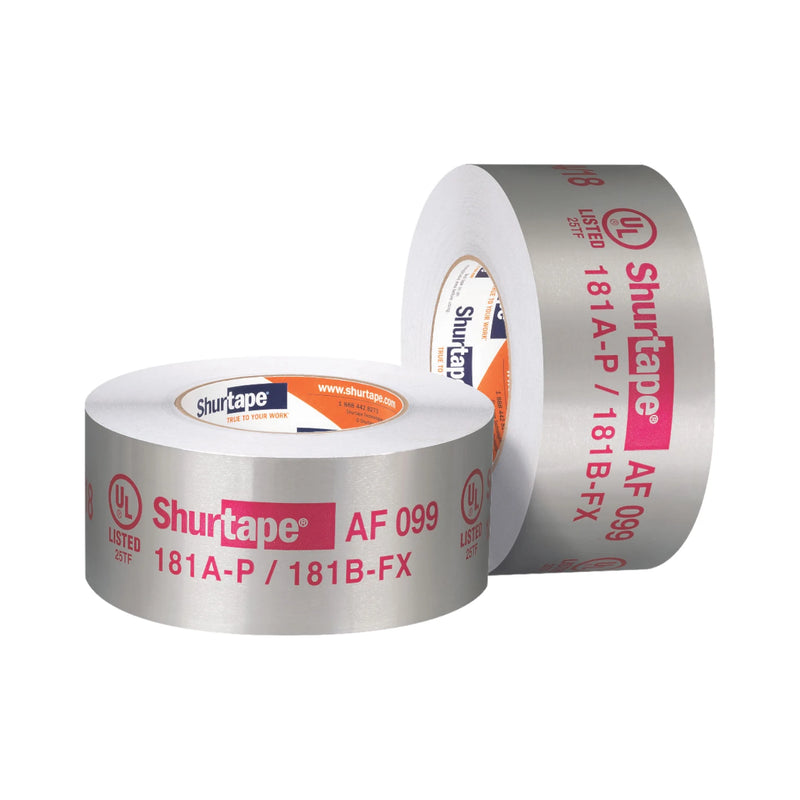 AF099 Shurtape Silver HVAC Lettered Foil Tape 181A-P