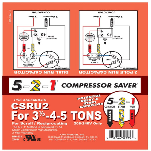 CSRU2 5-2-1 Compressor Saver Hard Start Kit