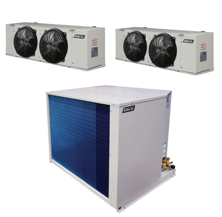 TURBO AIR 3 HP MEDIUM TEMP COOLER CONDENSING UNIT WITH 2 EVAPORATOR COILS R-404A 208-230V 1 PHASE