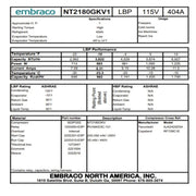 939618 True Embraco Refrigeration Compressor 1 HP R-404A