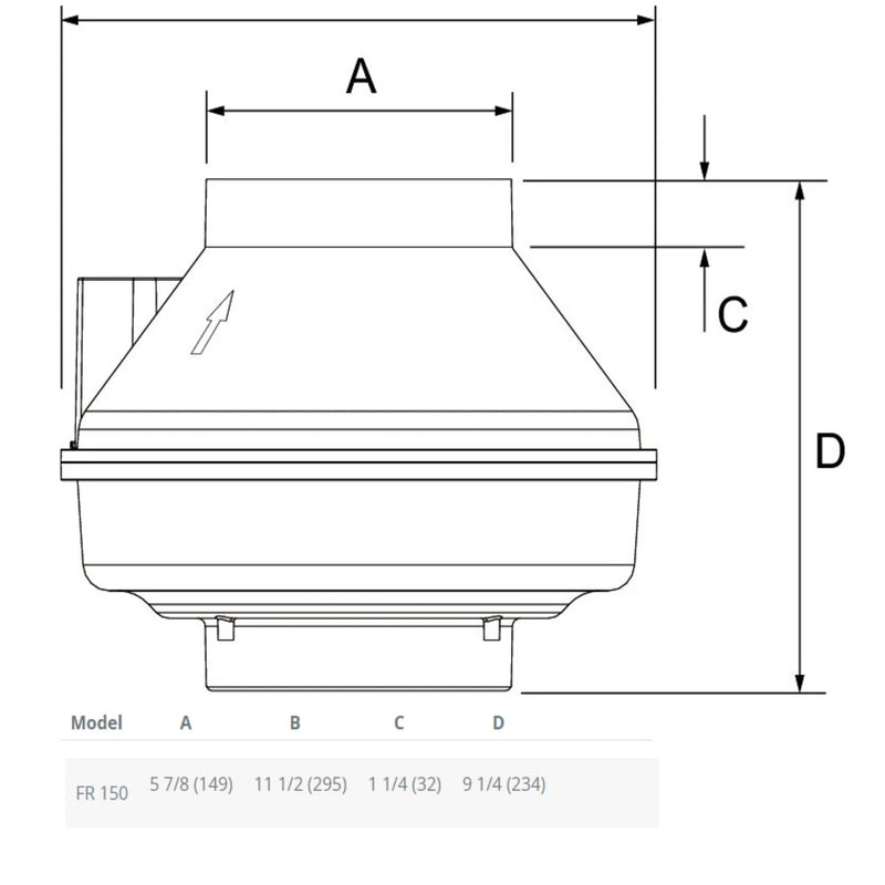FR150 Fantech Centrifugal Inline Fan 6"