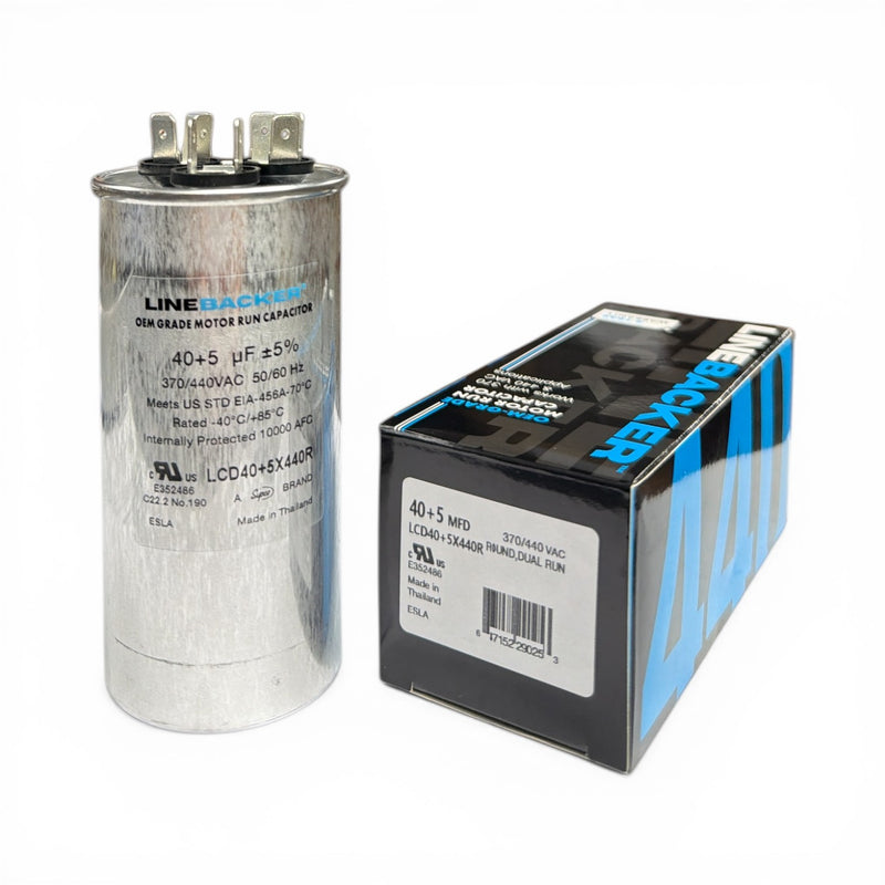 LCD40+5X440R 40+5 MFD 370/440 Volt Round Duel Run Capacitor Linebacker