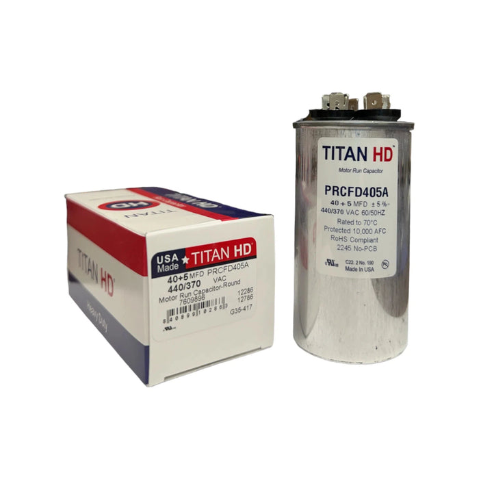 PRCFD405A Titan HD Capacitor 40 + 5 MFD 370/440 VAC Made in USA