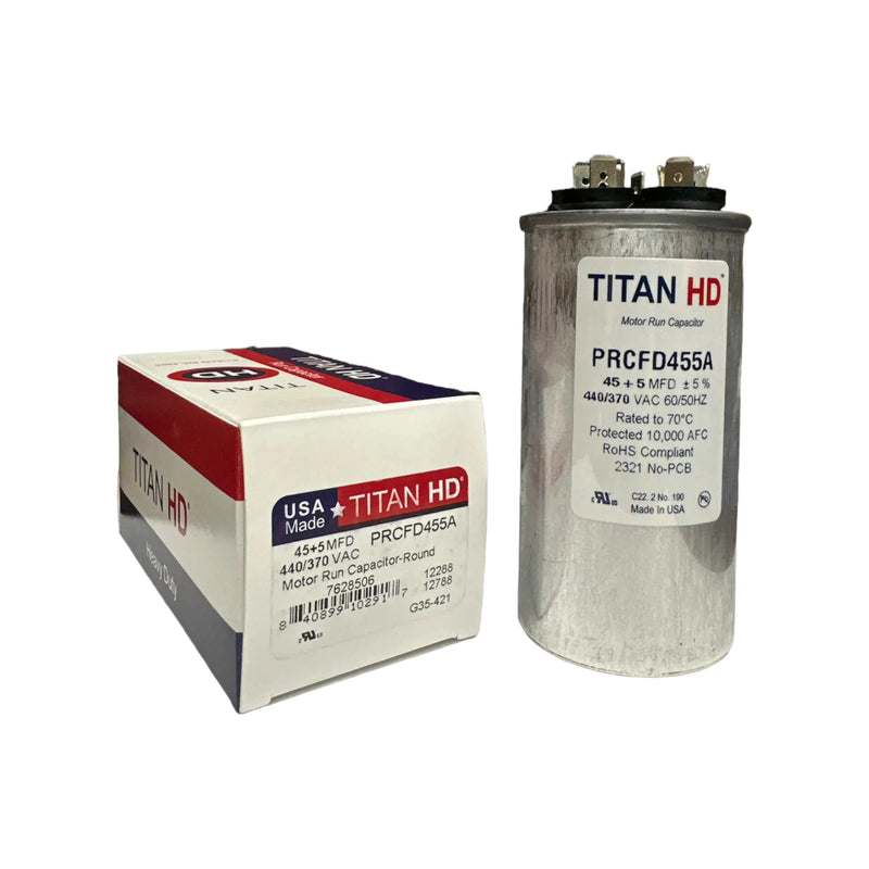 PRCFD455A Titan HD Capacitor 45 + 5 MFD 370/440 VAC Made in USA