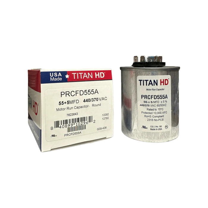 PRCFD555A Titan HD Capacitor 55 + 5 MFD 440/370 VAC Made in USA