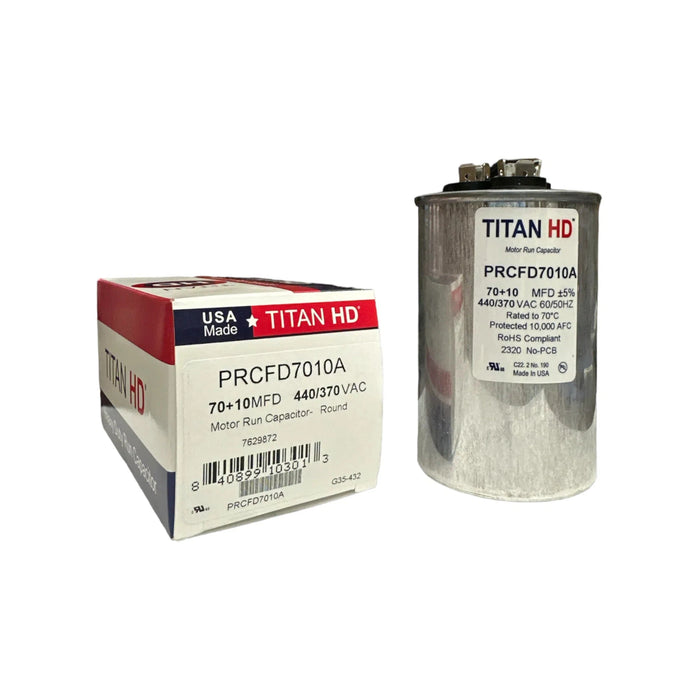 PRCFD7010A Titan HD Capacitor 70 + 10 MFD 440/370 VAC Made in USA