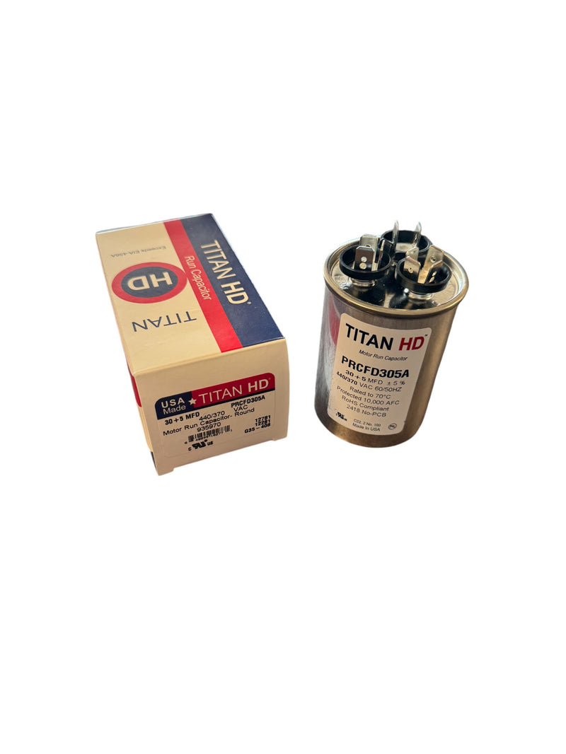 PRCFD305A Titan HD Capacitor 30 + 5 MFD 370/440 VAC Made in USA