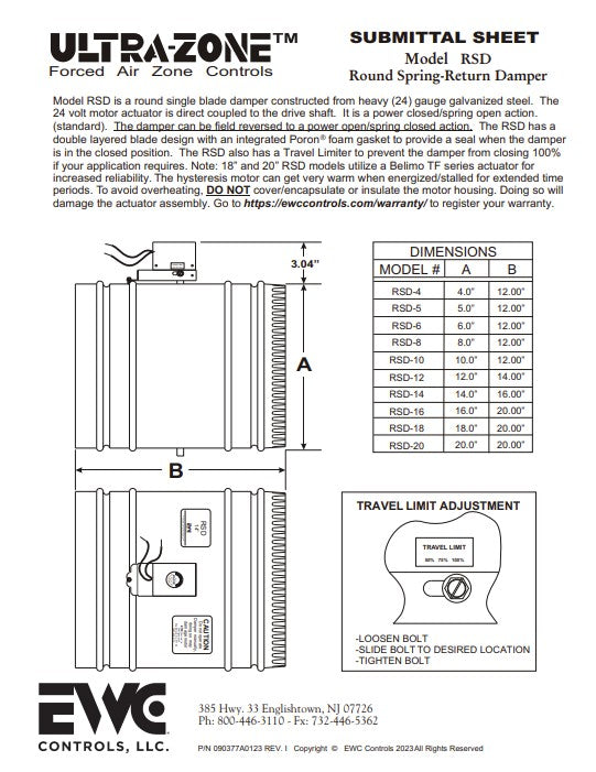 6" RSD-NC Spring Return Motorized Damper
