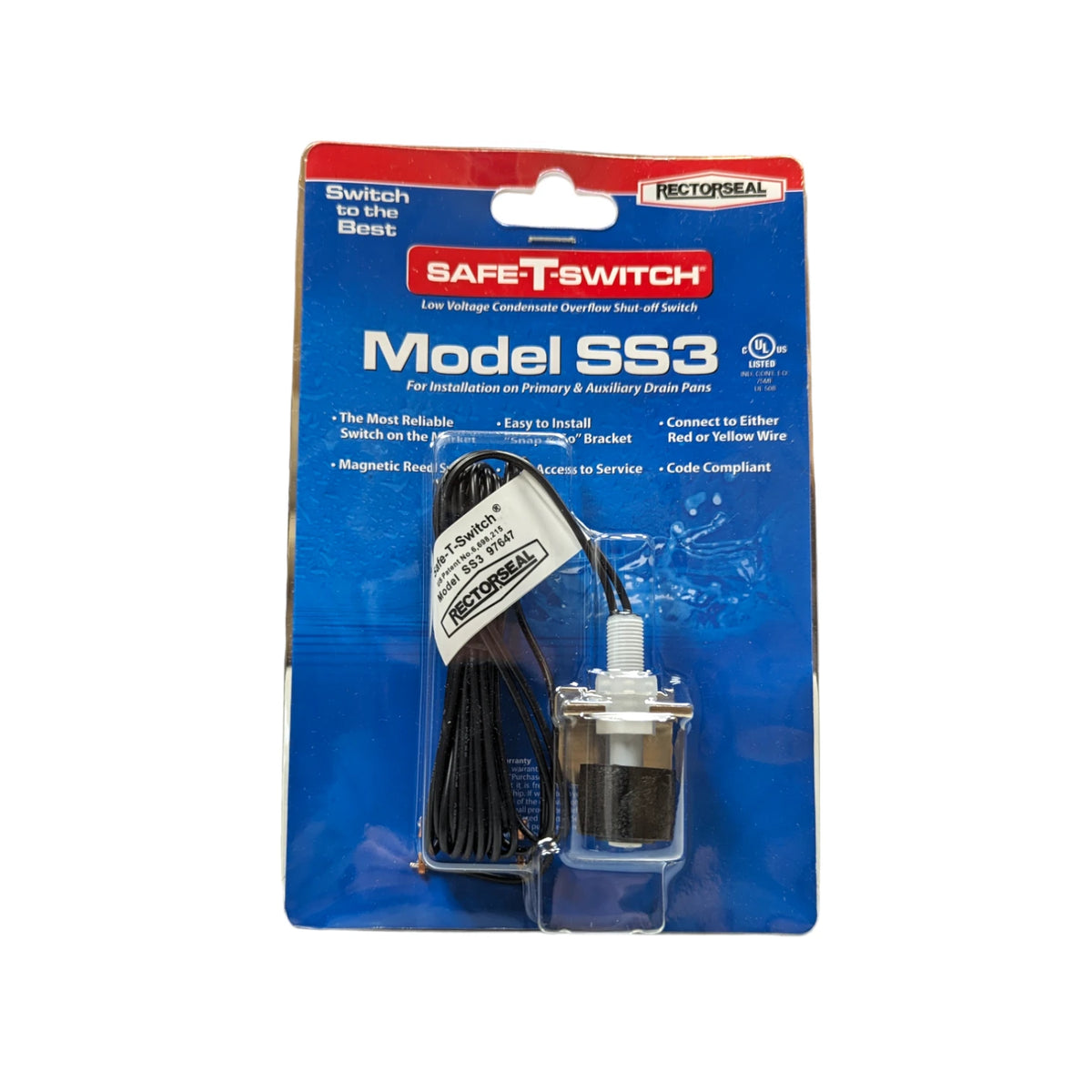 SS3 SafeTSwitch Legacy A/C Condensate Drain Line Float Switch — NWF