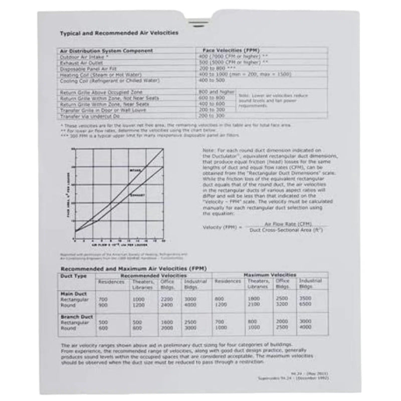 TD1 Trane Ductulator Duct Sizing Calculator OEM with Sleeve