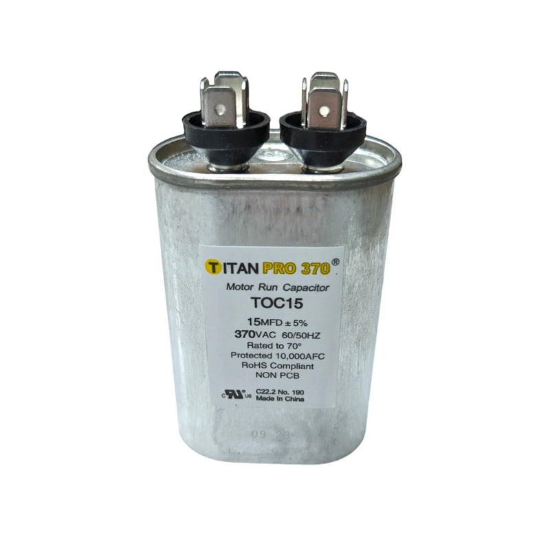 TOC15 Titan Pro Moto Run Oval Capacitor 15 MFD x 370 VAC