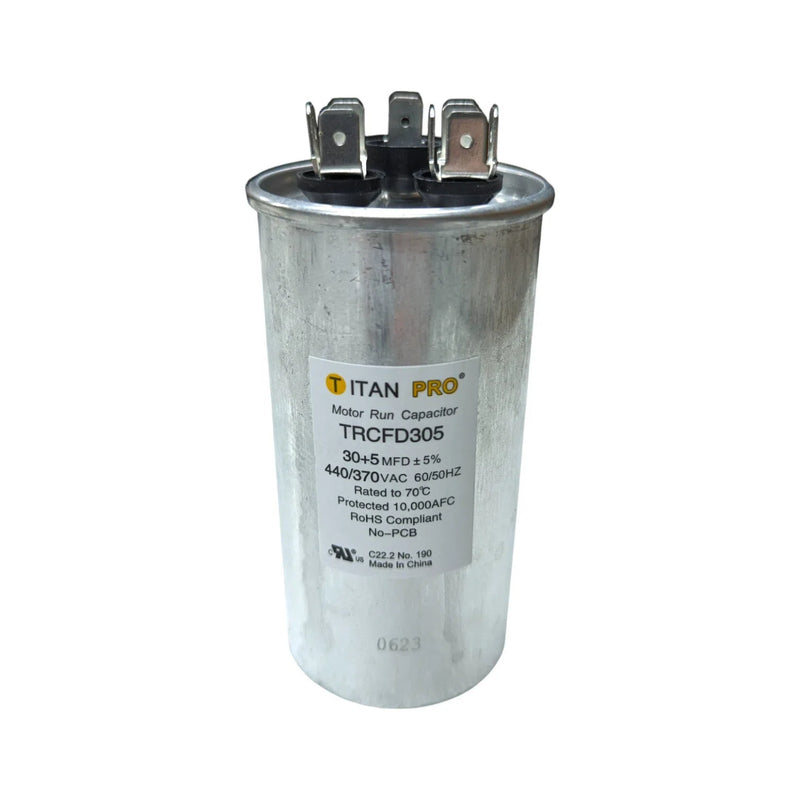 TRCFD305 Titan Pro Moto Run Round Capacitor 30+5 MFD x 440/370 VAC