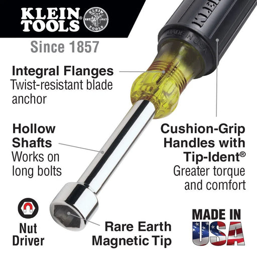 Klein Tools 646-5/16 5/16-Inch Nut Driver 6-Inch Hollow Shaft