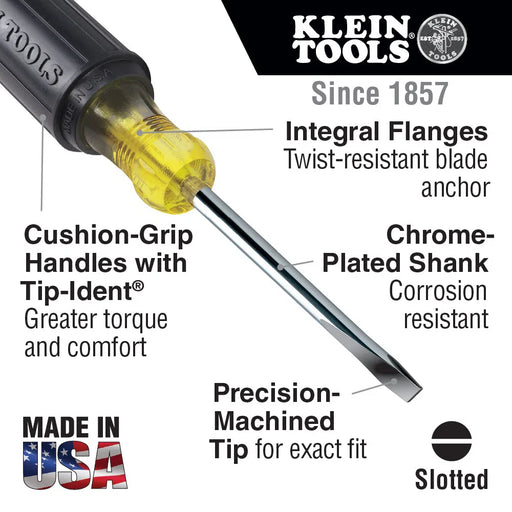 Klein Tools 602-4 1/4-Inch Keystone Screwdriver 4-Inch Round Shank